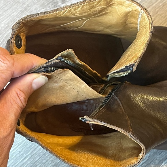 Fiorentini Baker Ankle Heel Boots Side Zip Brown Leather Italy Womens 8 EU 38.5 - Picture 6 of 10